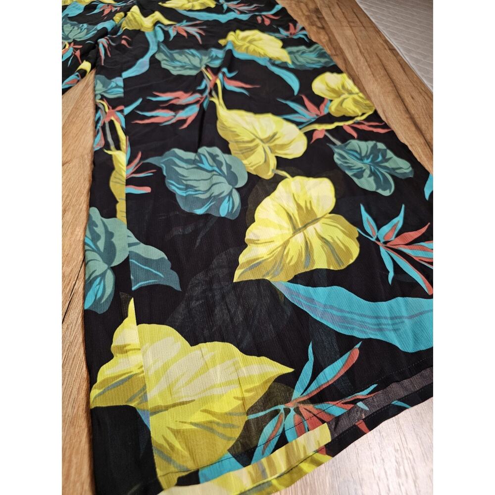 Victoria's Secret Tropical Leaves Black Crinkle Sheer Cover Up Pants Size L NWT - Picture 2 of 7